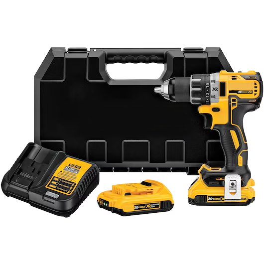 20V MAX XR Brushless 1/2" (13 mm) Cordless Drill/Driver Kit with Charger, Two 2.0Ah Batteries, and Carrying Case (220V)