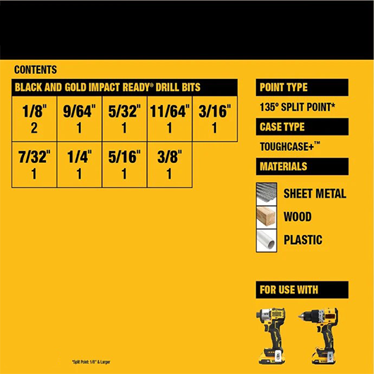 10-Piece Black & Gold Hex Shank Drill Bit Set