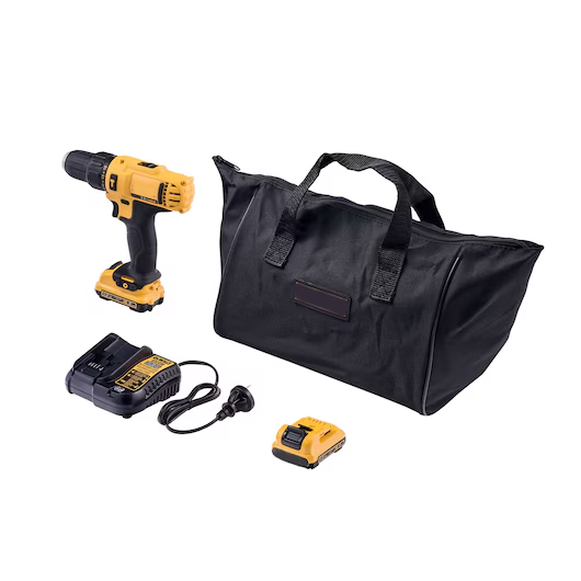 12V MAX Li-Ion 3/8" (10 mm) Cordless Drill/Driver with Impact Function, Charger (Dual Voltage), and Two 1.3Ah Batteries