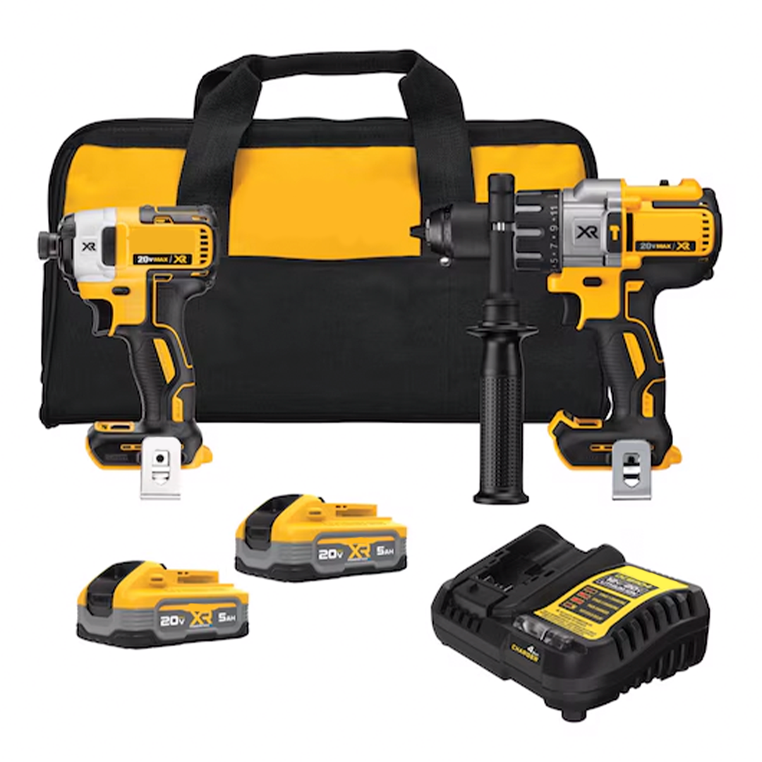 20V MAX Power Stack Combo Kit – 1/2" (13mm) Hammer Drill (DCD996) & 1/4" (6.35mm) Impact Driver (DCF887) with 2x 5Ah Batteries (DCBP520)*